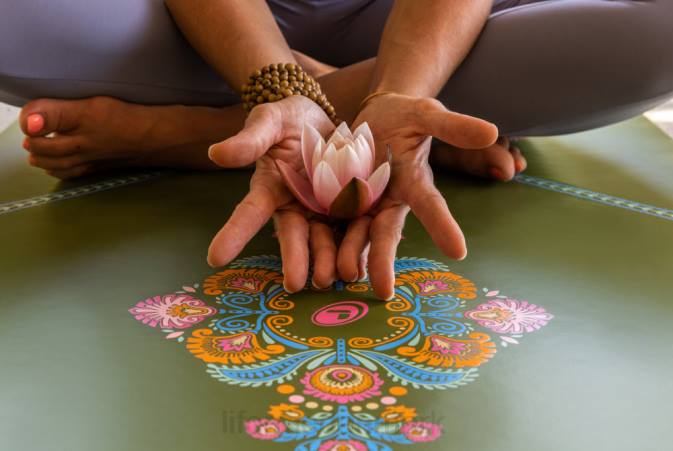 Liforme mindful haveyogamåtte oliven/blomstret yoga måtter 4R801 - Image 8